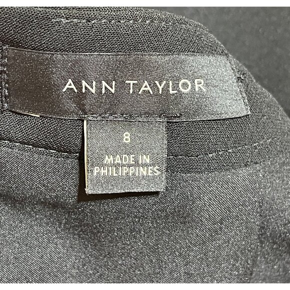 Ann Taylor Ruffle Pencil Skirt Black Stretch Size 8 Side Zip Business Career - Picture 3 of 8